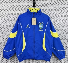 26-27  Brazil Blue Thailand Soccer Trench Coat-3257