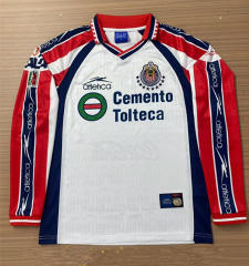 (S-3XL)Retro Version 90-00 Deportivo Guadalajara Away White LS Thailand Soccer Jersey AAA-6895