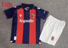 26-27 Bologna FC 1909 Home  Red&Blue  Kids/Youth Soccer Uniform-7809