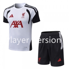 (S-3XL) Player Version 26-27 Liverpool White Round Collar   Short-Sleeve Thailand Soccer  Uniform-9926