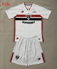 26-27 Sao Paulo Home White Kids/Youth Soccer Uniform-AY