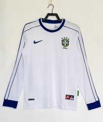 Retro Version 1998 Brazil White LS Thailand Soccer Jersey AAA-811
