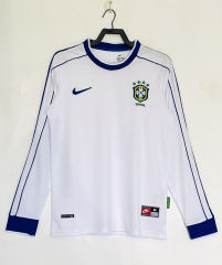 Retro Version 1998 Brazil White LS Thailand Soccer Jersey AAA-811