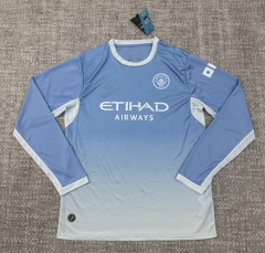 (S-5XL) 2025-26 Manchester City Home Blue LS Thailand Soccer Jersey AAA-6723