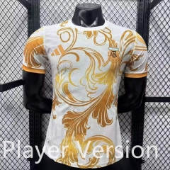 Player Version 26-27 Special Edition Argentina Gold &White Thailand Soccer Jersey AAA-3596
