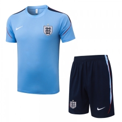 26-27  England Light Blue  Short-sleeved Thailand Soccer Tracksuit Uniform-815