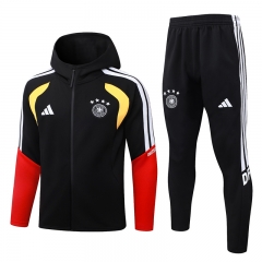 26-27 Germany Black Hooded Thailand Soccer Jacket Uniform-815