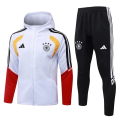 26-27 Germany White Hooded Thailand Soccer Jacket Uniform-815
