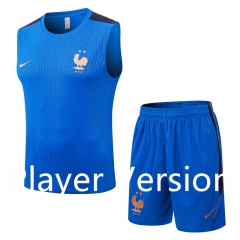 (S-3XL) Player Version  26-27 France Color Blue Vest  Thailand Training Vest Soccer Uniform-9926