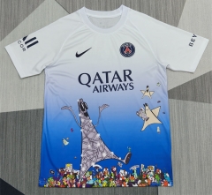 (S-4XL) 26-27 Collaboration Paris White&Blue Thailand Soccer Jersey AAA-4927