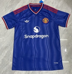 (S-4XL)(No Arm Ad Version)  2026-2027 Manchester United Away Blue Thailand Soccer Jersey AAA-818