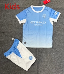 26-27 Silicone Version Manchester City Home Light Blue Kid/Youth Soccer Uniform-4247