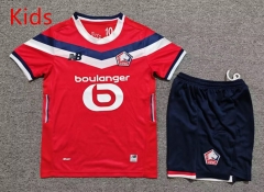 26-27 Lille Home Red Kid/Youth Soccer Uniform-7809