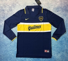 Retro Version 96-97 Boca Juniors Home Royal Blue LS Thailand Soccer Jersey AAA-6590