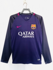 Retro Version 16-17 Barcelona Away Purple LS Thailand Soccer Jersey AAA-811