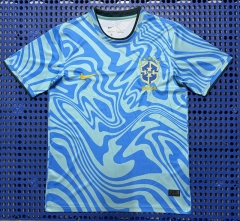 (S-4XL) 26-27 Brazil Blue&Green Thailand Training Soccer Jersey AAA-2733