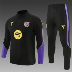 26-27 Collaboration Barcelona Black Thailand Soccer Tracksuit-2315