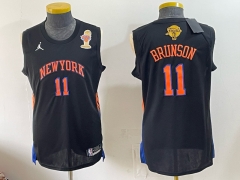 Logo 1 New York Knicks Championship Edition Black #11 NBA Jersey-0840