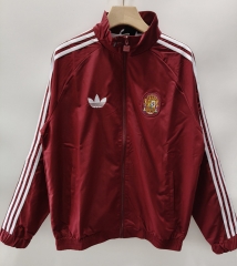 26-27 Spain Maroon Single  Sided Embroidered Trench Coat - 0255