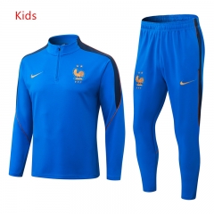 2026-27  France Color  Blue Thailand kids  Soccer Tracksuit Uniform-411