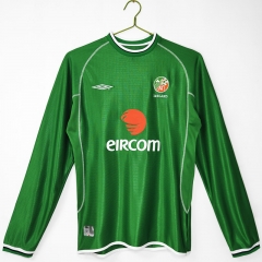 Retro Version 2002 Ireland Home Green LS Thailand Soccer Jersey AAA-C1046