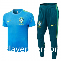(S-3XL) Player Version Long Pants 26-27 Brazil Blue Thailand Training Soccer Uniform-9926