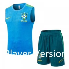 (S-3XL) Player Version 26-27 Brazil Blue Vest  Thailand Training Soccer Uniform-9926