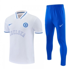 26-27 Chelsea White Thailand Short-sleeve Soccer Tracksuit-4627