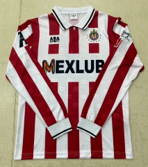 (S-3XL)Retro Version 97 Deportivo Guadalajara Home Red&White LS Thailand Soccer Jersey AAA-6895