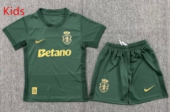 100th Anniversary Edition Sporting Lisbon Clube de Portugal Green Kid/Youth Soccer Uniform-3162