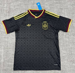 (S-4XL) (2-Star Version) 26-27 Spain Second Away Black  Thailand Soccer Jersey AAA-4506
