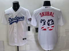 Logo1   Los Angeles Dodgers  White #29  MLB Jersey - 0840
