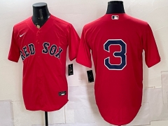 Logo4  Boston Red Sox Red #3 Jersey-0840