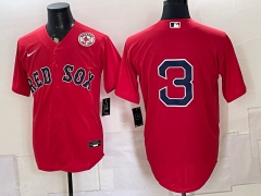 Logo2  Boston Red Sox Red #3 Jersey-0840