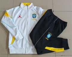 26-27 Jordan Brazil White Thailand Soccer Jacket Uniform-815