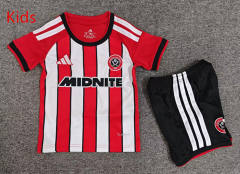 26-27 Sheffield United Home Red & White Kids/Youth Soccer Uniform-7809