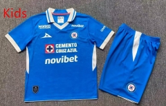 26-27 Cruz Azul Home Blue Kid/Youth Soccer Uniform-5492