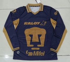 (S-4XL) 26-27 PA UNAM Away Royal Blue Thailand Long Sleeves Soccer Jersey AAA-5378