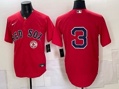 Logo1  Boston Red Sox Red #3 Jersey-0840