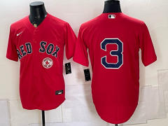 Logo1  Boston Red Sox Red #3 Jersey-0840