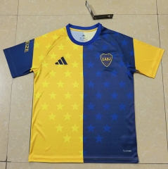 (S-4XL) 26-27 Boca Juniors Yellow/Blue Thailand Training Soccer Jersey AAA-0485