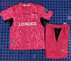 26-27  Derby County Away Pink Kids/Youth Soccer Uniform-3229
