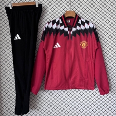 26-27 Manchester United Red Thailand Trench Coat Suit-2315
