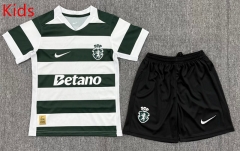 26-27 Sporting Lisbon Clube de Portugal Home White&Green Kid/Youth Soccer Uniform-3162