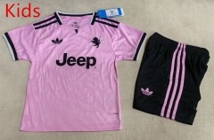 26-27 Juventus Correct Version Away Pink Soccer Kids/Youth Uniform-507