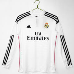 Retro Version 14-15 Real Madrid Home White  LS Thailand Soccer Jersey AAA-C1046