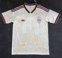 (S-4XL) 26-27 Spain Cathedral Commemorative White Thailand Soccer Jersey AAA-7035