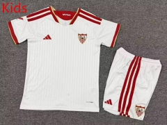 26-27 Sevilla Home White Kids/Youth Soccer Uniform-7809