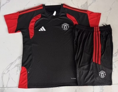 26-27 Manchester United Black   Short-Sleeve Thailand Soccer Tracksuit-815