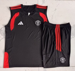 26-27 Manchester United Black Vest Thailand Soccer Tracksuit-815